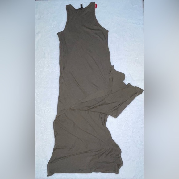 NWT Forever 21 Earth tone Neutrals Maxi Dress Pocket Flowy Full Length Olive​ - Picture 7 of 7